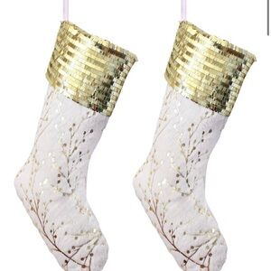 Gold and White Holiday Stockings